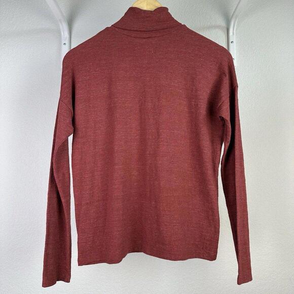 XS Womens Madewell Boxy Long Sleeve Turtleneck Top In Burnished Mahogany Red - Picture 2 of 4